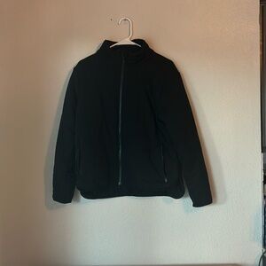 Black Quilted Patterned Zipped up Jacket